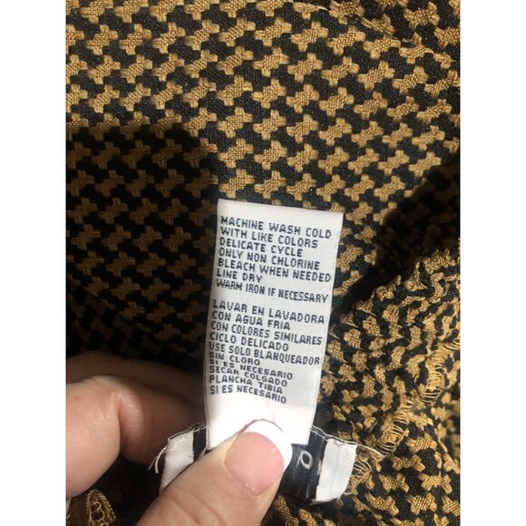 Sag Harbor Two Piece Suit Womens Size 16 Black Brown Open Front Jacket Skirt - Picture 8 of 10